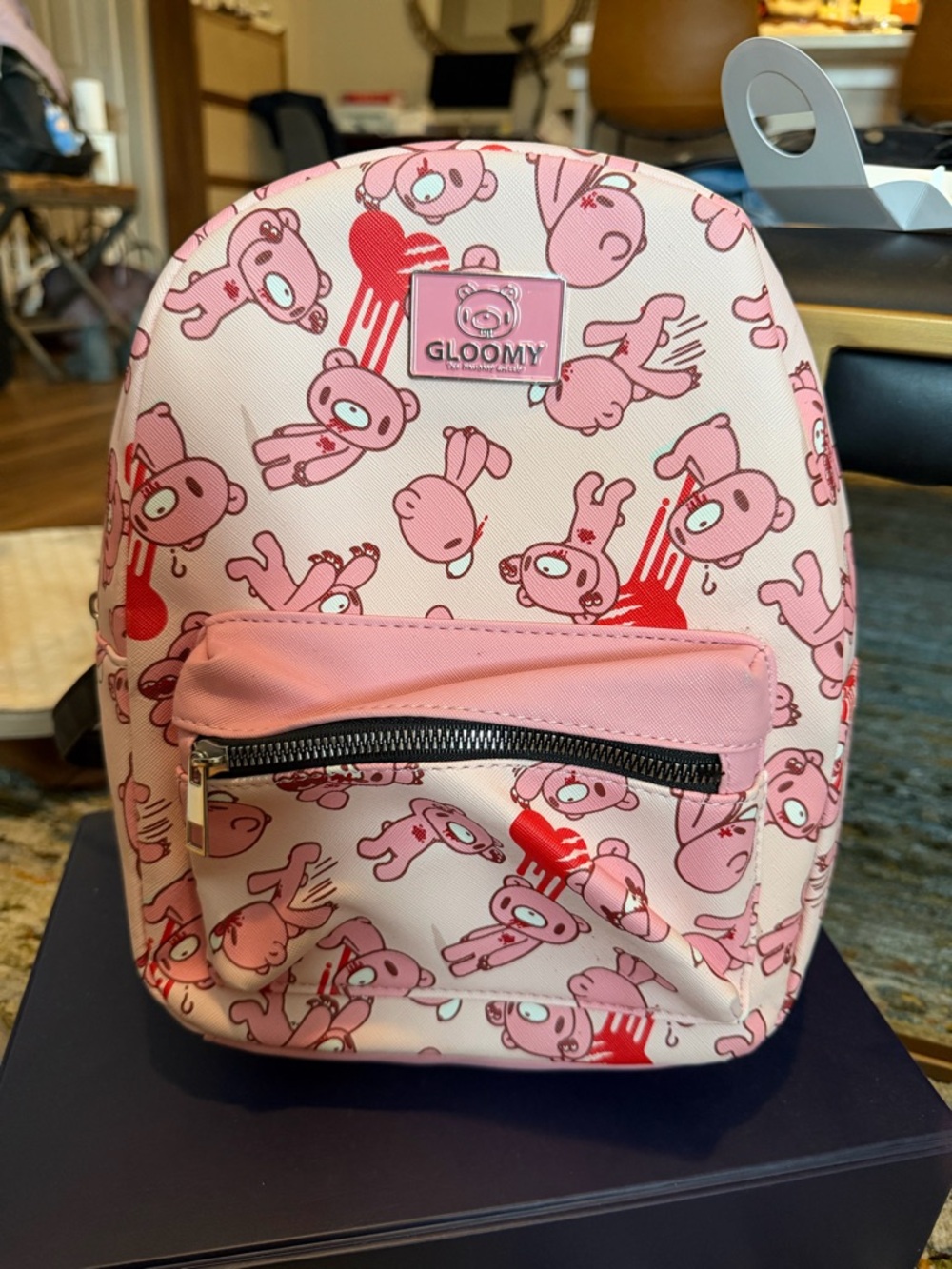 Pink gloomy bear Backpack with Bear Print